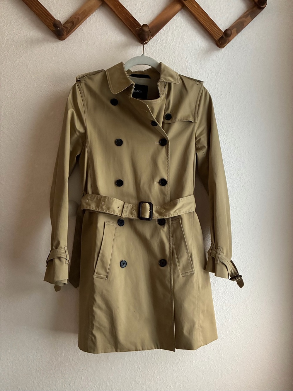 Babaton Double-Breasted Trench Coat in Tan